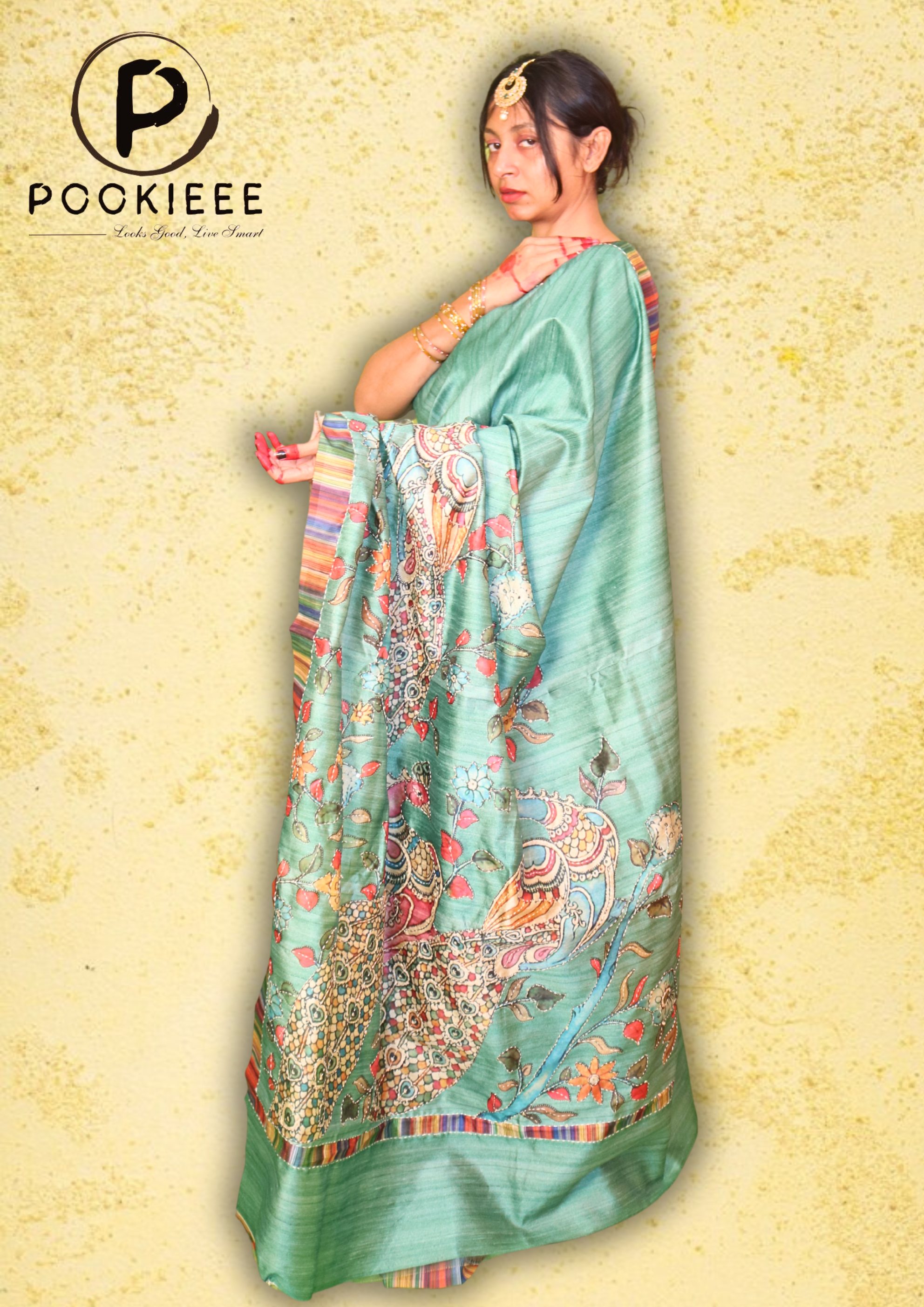 Tasar Katha Saree with Blouse Piece – Full Embroidery Work